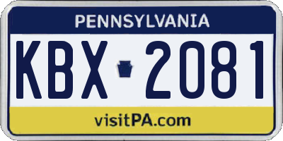 PA license plate KBX2081