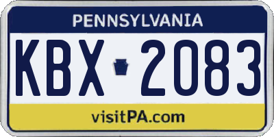 PA license plate KBX2083