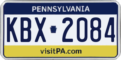 PA license plate KBX2084