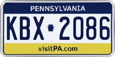 PA license plate KBX2086