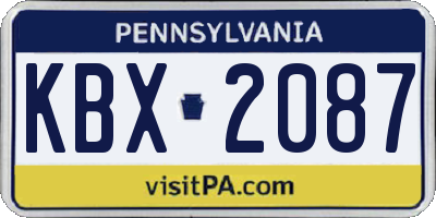 PA license plate KBX2087