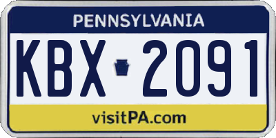 PA license plate KBX2091
