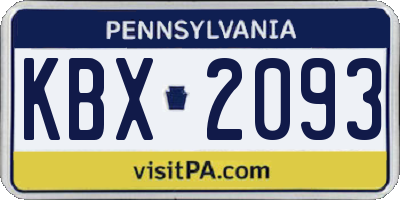PA license plate KBX2093