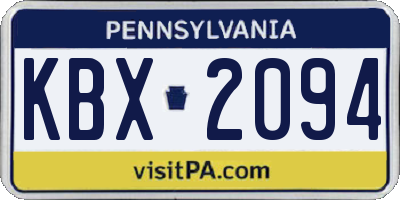 PA license plate KBX2094