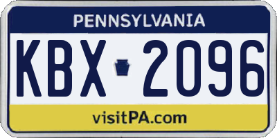 PA license plate KBX2096