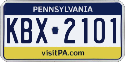PA license plate KBX2101