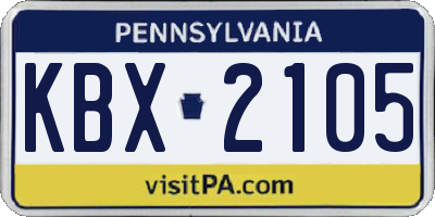 PA license plate KBX2105