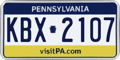 PA license plate KBX2107