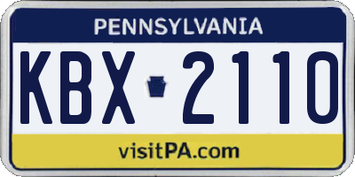 PA license plate KBX2110
