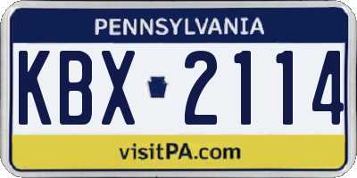 PA license plate KBX2114