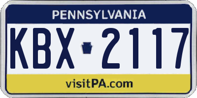 PA license plate KBX2117