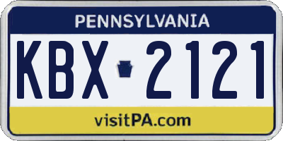 PA license plate KBX2121