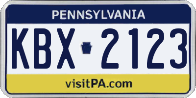 PA license plate KBX2123