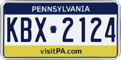 PA license plate KBX2124
