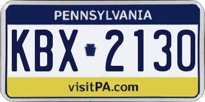PA license plate KBX2130