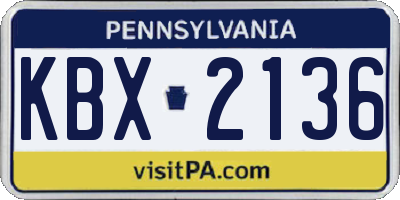 PA license plate KBX2136