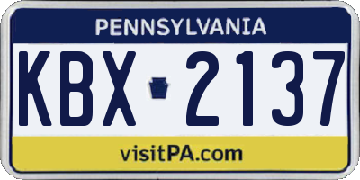 PA license plate KBX2137