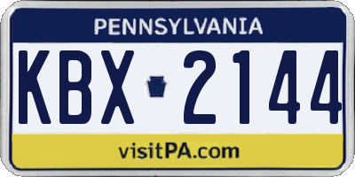 PA license plate KBX2144