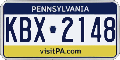 PA license plate KBX2148