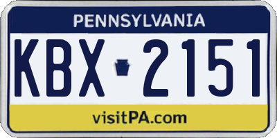 PA license plate KBX2151