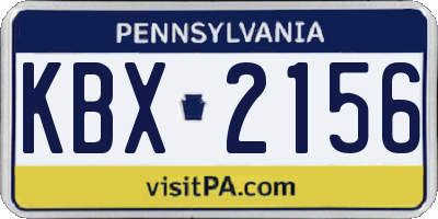 PA license plate KBX2156