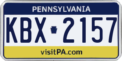 PA license plate KBX2157