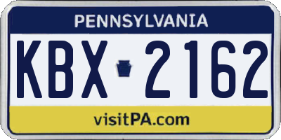 PA license plate KBX2162