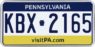 PA license plate KBX2165