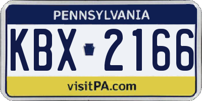 PA license plate KBX2166