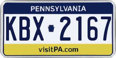 PA license plate KBX2167