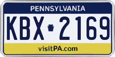 PA license plate KBX2169