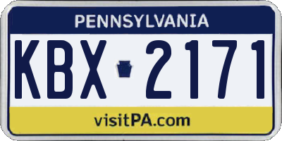 PA license plate KBX2171