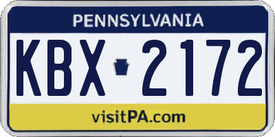 PA license plate KBX2172
