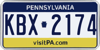 PA license plate KBX2174