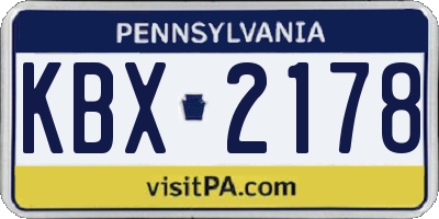 PA license plate KBX2178