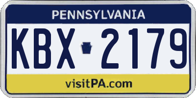 PA license plate KBX2179