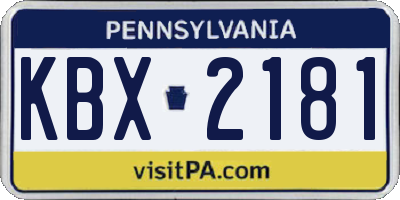 PA license plate KBX2181