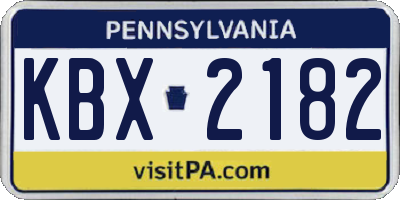 PA license plate KBX2182