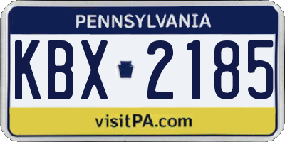 PA license plate KBX2185