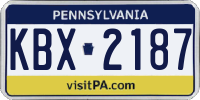 PA license plate KBX2187