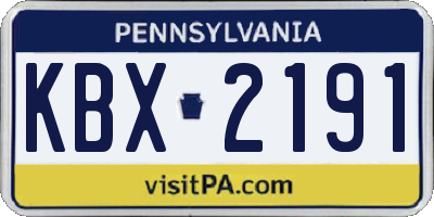 PA license plate KBX2191