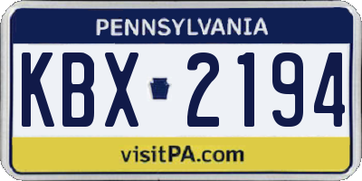 PA license plate KBX2194