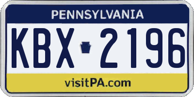 PA license plate KBX2196