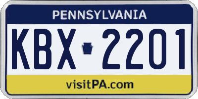 PA license plate KBX2201