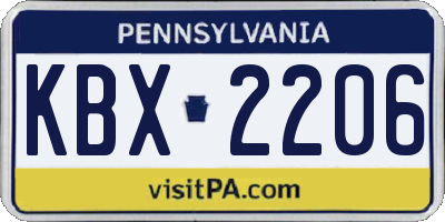PA license plate KBX2206