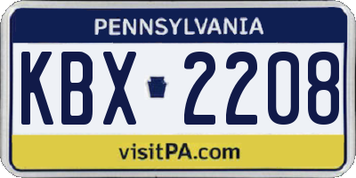 PA license plate KBX2208