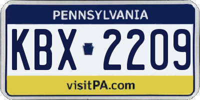 PA license plate KBX2209