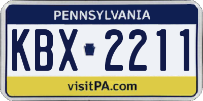 PA license plate KBX2211