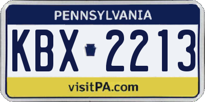PA license plate KBX2213