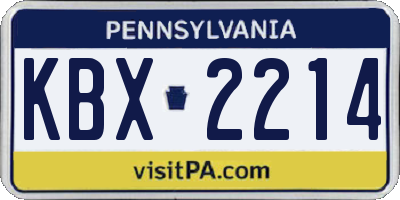 PA license plate KBX2214